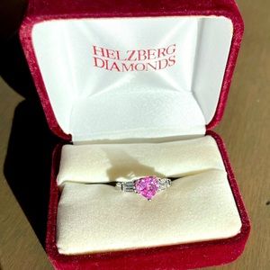 Pink sapphire heart ring, diamond ring, blue topaz & garnet earrings like new!